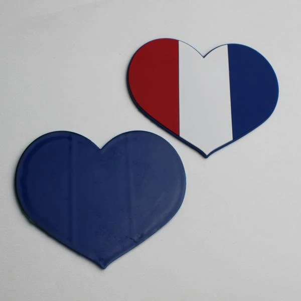 Heart Shaped French Flag PVC Coaster Placemat