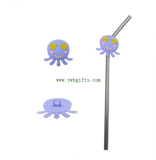 Cartoon Silicone Straw Set Straw Topper Caps Straw Tip